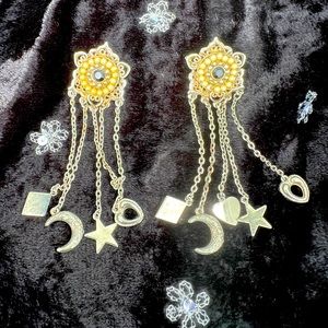 VINTAGE CHANDELIER MOON EARRINGS